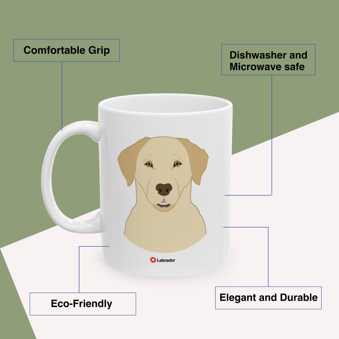 Labrador Love Dogs Benefits: comfortable grip, eco-friendly, dishwasher and microwave safe, elegant and durable. By Motiva Gifts.