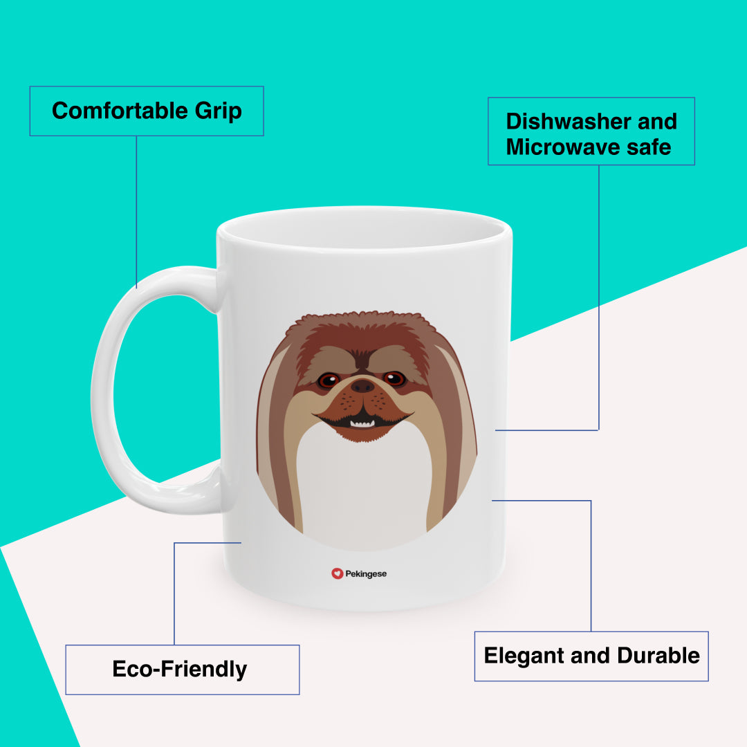 Pekingese Love Dogs Benefits: comfortable grip, eco-friendly, dishwasher and microwave safe, elegant and durable. By Motiva Gifts.