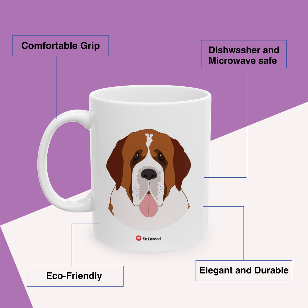 St. Bernard Love Dogs Benefits: comfortable grip, eco-friendly, dishwasher and microwave safe, elegant and durable. By Motiva Gifts.