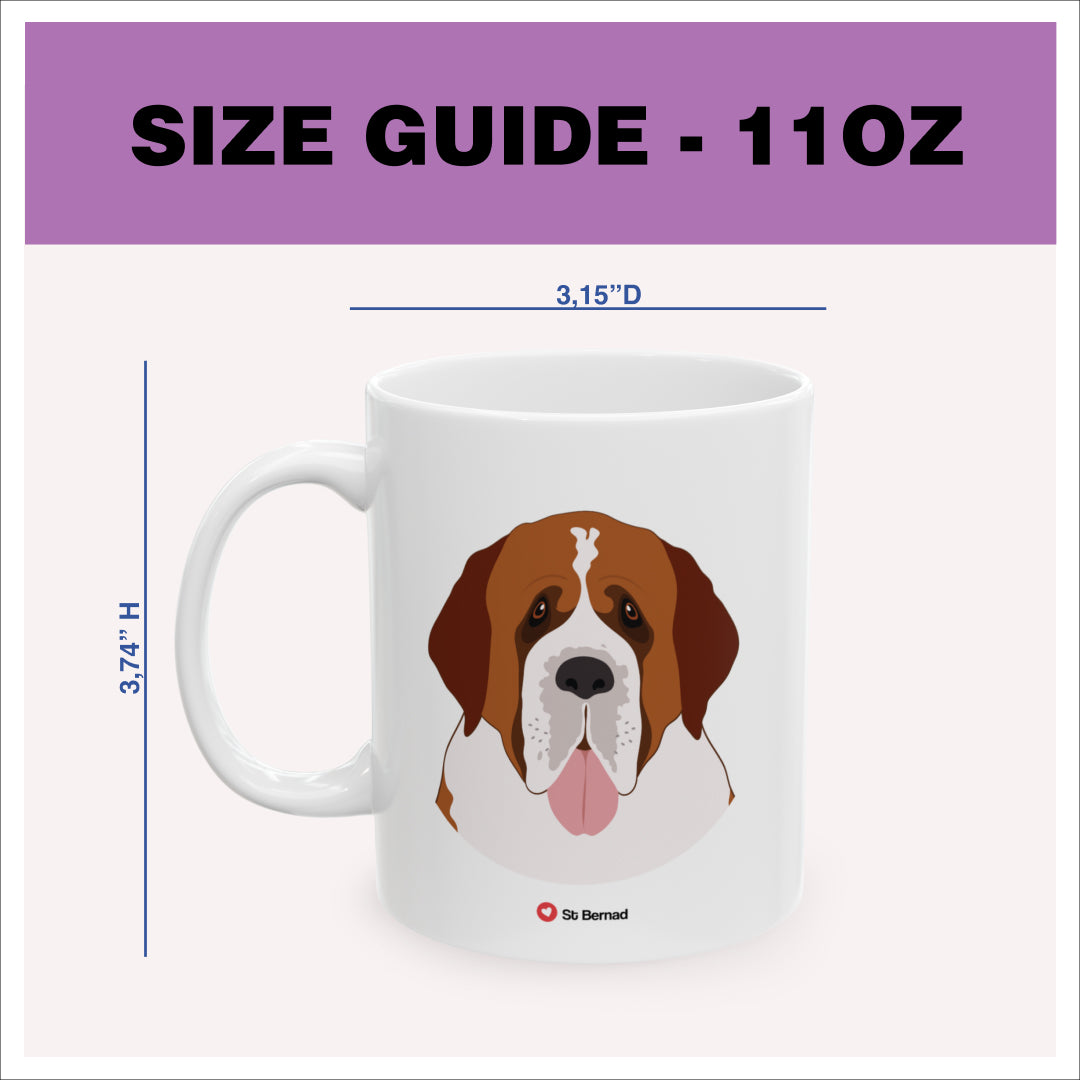 Mug 11oz Size Guide 3.74 H x 3.15 D