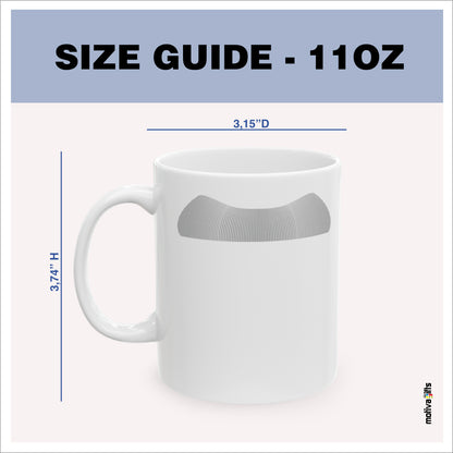 Size guide - 11 oz mug - 3.74H x3.15D