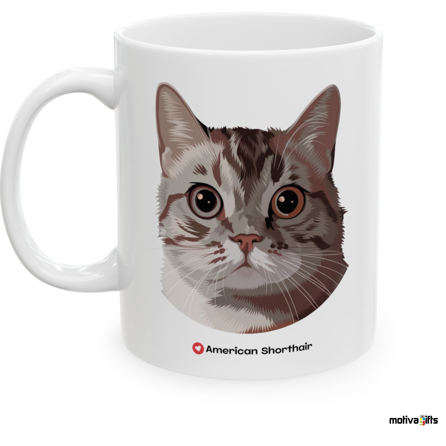 American shorthair Love Cat White 11 oz Ceramic Mug 