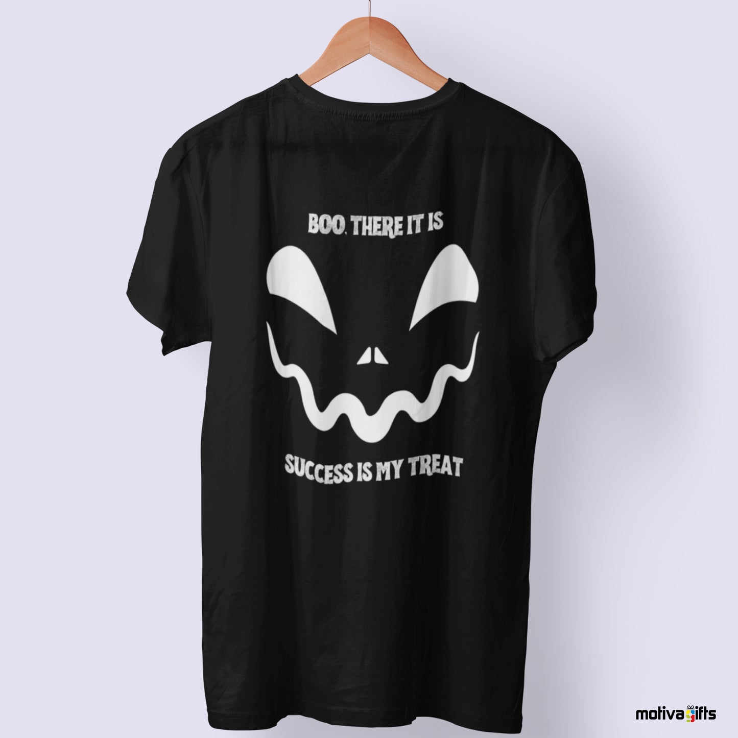 Boo, There is /Success is My Treat Unisex Crewneck Tshirt_Black_Front_Motiva Gifts 