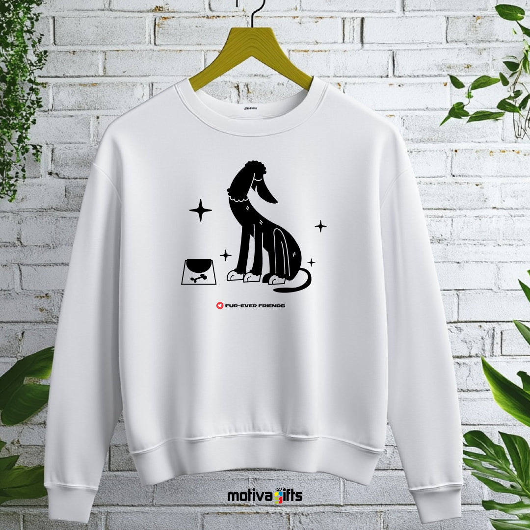 Hanging: A Charm Dog white Sweatshirt that showcases a unique, fun dog illustration