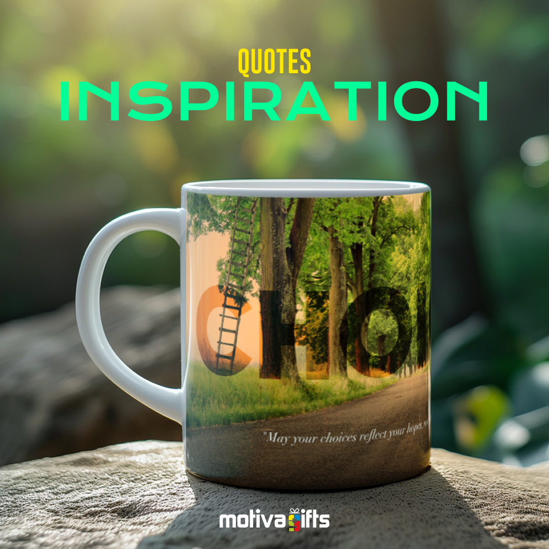 Nelson Mandela Choices Quote Inspiration Mug, Front View, wraparound design 