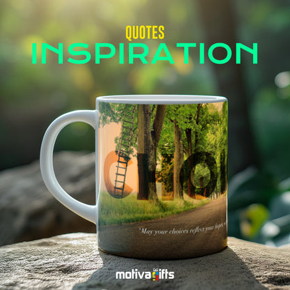 Nelson Mandela Choices Quote Inspiration Mug, Front View, wraparound design 