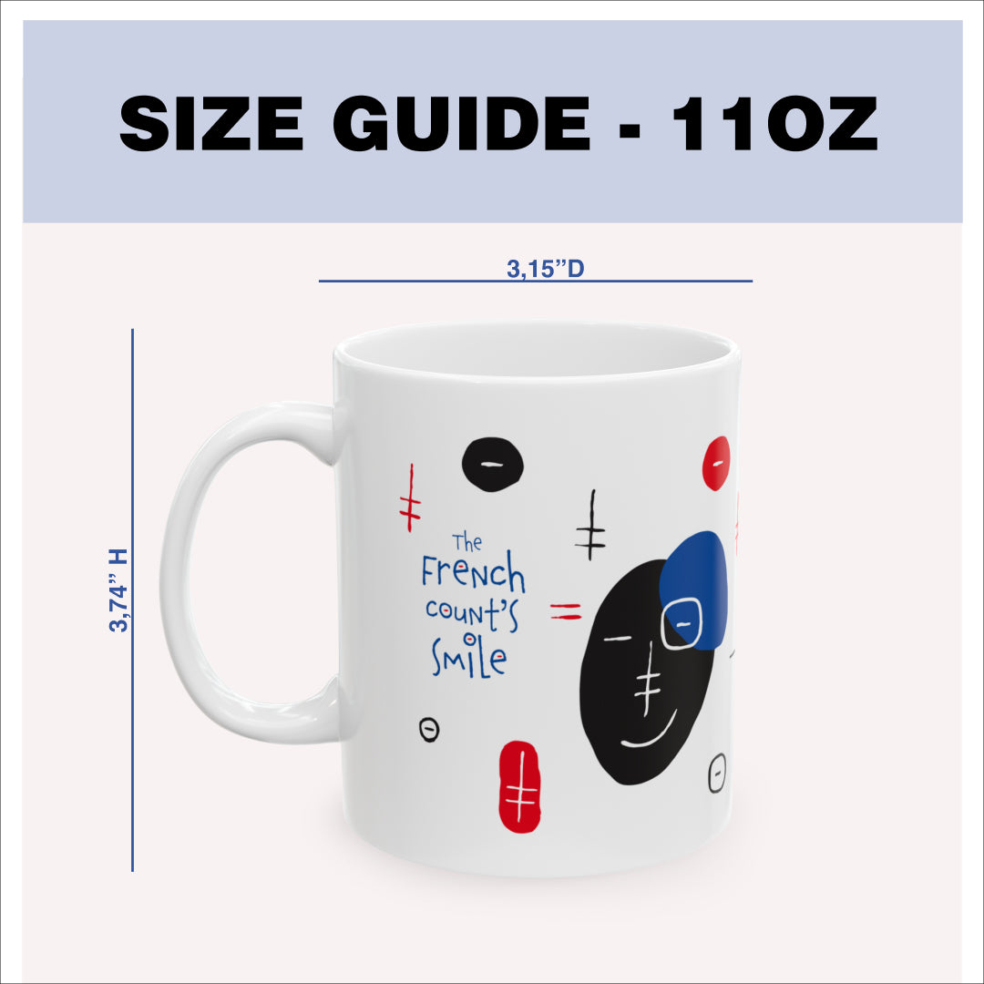 Size guide - 11 oz mug - 3.74H x3.15D