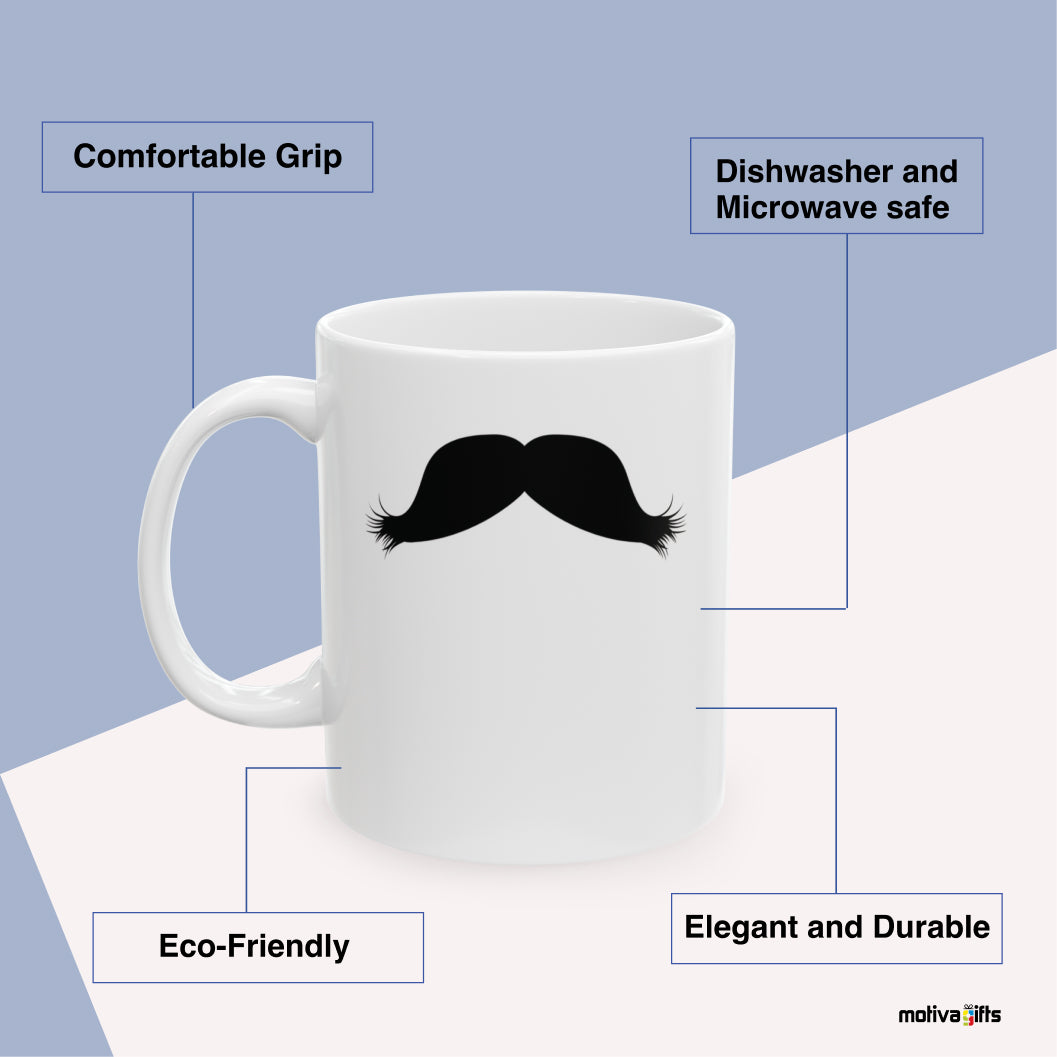 Friedrich Nietzsche Mustache Mug Benefits: comfortable grip, eco-friendly, dishwasher and microwave safe, elegant and durable. By Motiva Gifts.