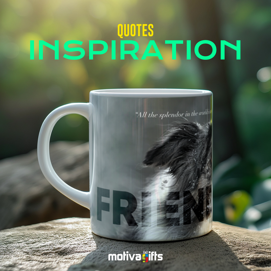 Voltaire Friendship Quote Inspiration Mug, Front View, wraparound design 