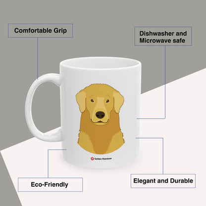 Golden Retriever Love Dogs Benefits: comfortable grip, eco-friendly, dishwasher and microwave safe, elegant and durable. By Motiva Gifts.