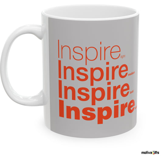 Inspire Motivate Words Grey Mug- Left View