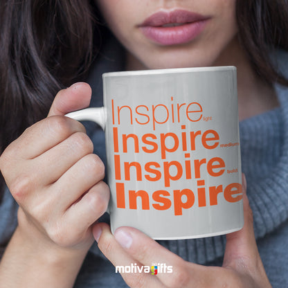 Woman holding a Inspire Motivate Words Grey Mug - Motiva Gifts