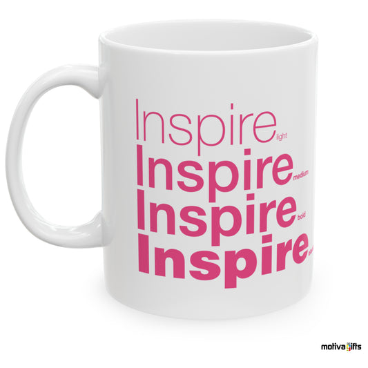 Inspire Motivate Words White Mug- Left View