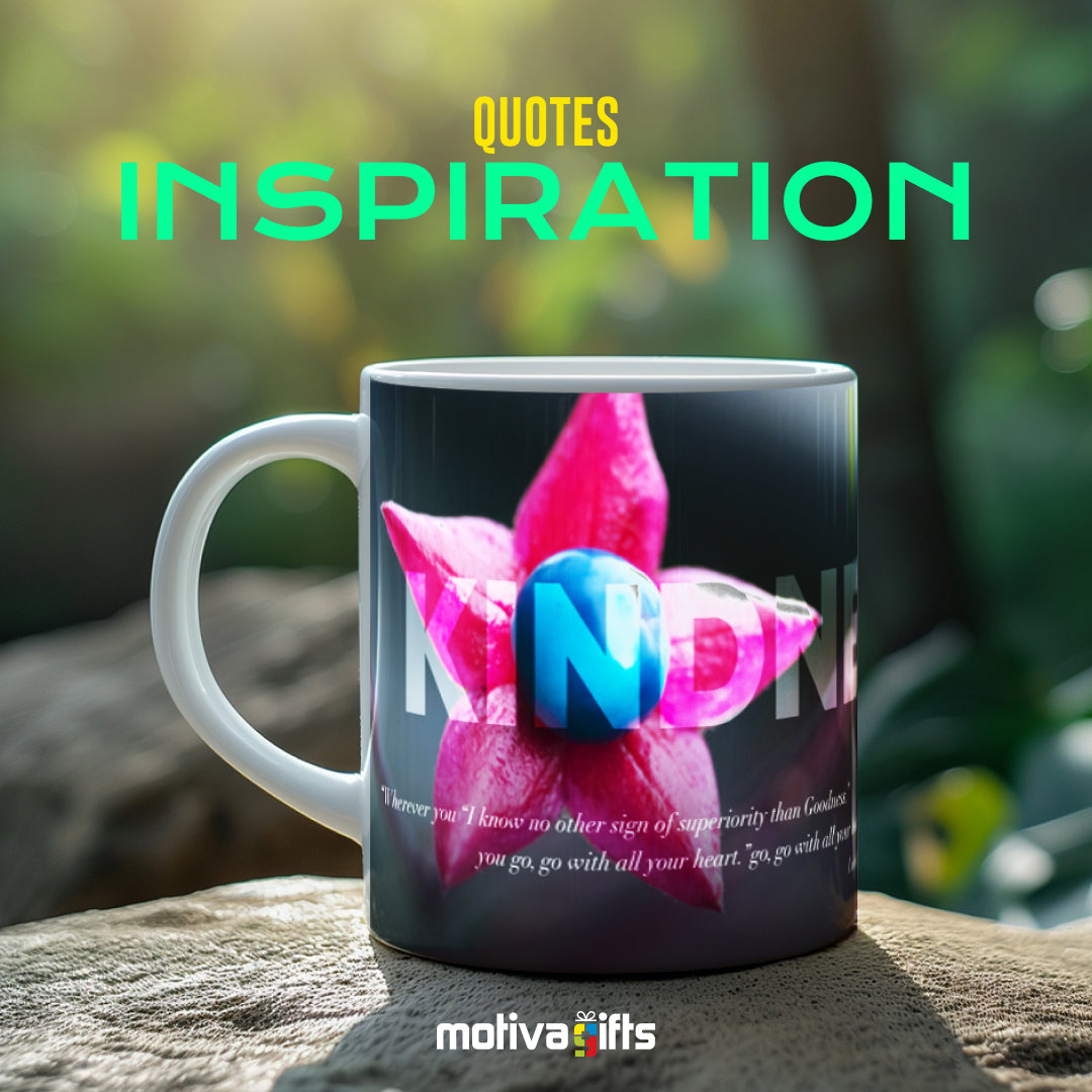 Beethoven Kindness Quote Inspiration Mug, Front View, wraparound design 