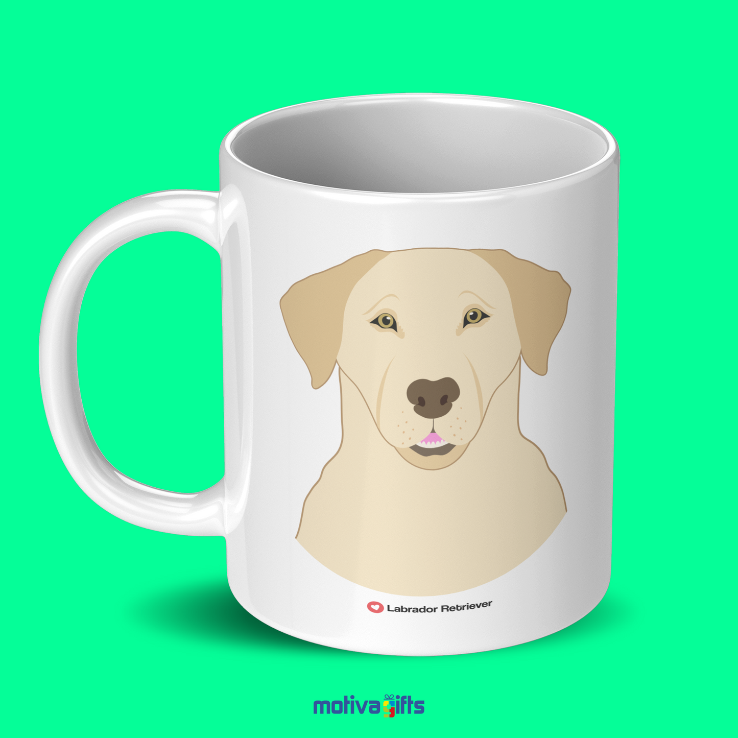 Discover the Love Dog Collection at Motiva Gifts - Featuring a  Labrador  design, 11 oz Ceramic Mug. Our white ceramic mug is perfect for both hot and cold beverages, and it is dishwasher, microwave safe. Available at Motiva Gifts - Shop Now!