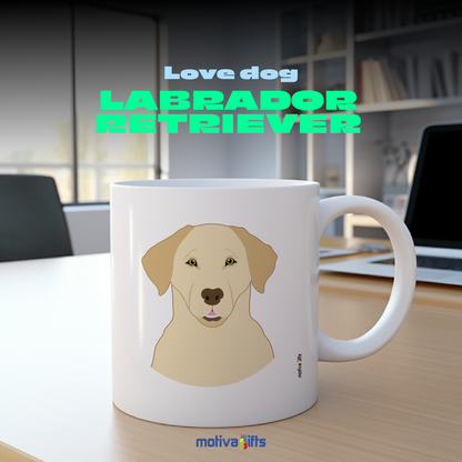 Discover the Love Dog Collection at Motiva Gifts - Featuring a  Labrador  design, 11 oz Ceramic Mug. Our white ceramic mug is perfect for both hot and cold beverages, and it is dishwasher, microwave safe. Available at Motiva Gifts - Shop Now!