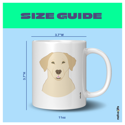 Size Guide image White ceramic Mug 11 oz: 3.7Hx3.7W