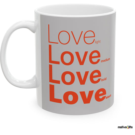 Love Motivate Words Grey Mug- Left View