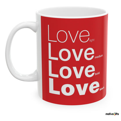 Love Motivate Words Red Mug- Left View