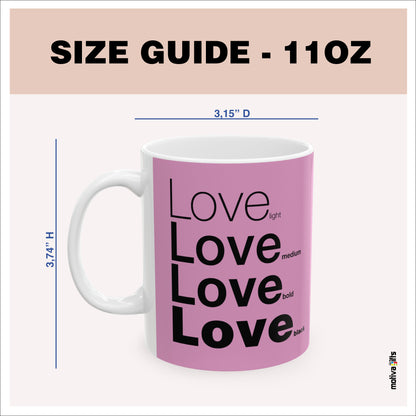 Size guide - 11 oz mug - 3.74H x3.15D