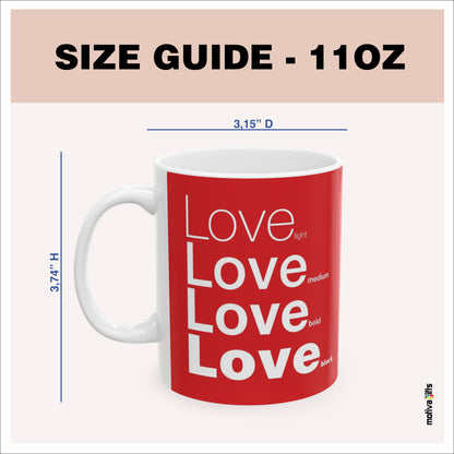 Size guide - 11 oz mug - 3.74H x3.15D