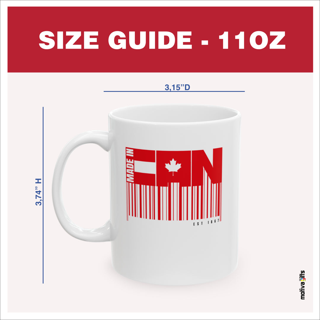 Mug 11oz Size Guide 3.74 H x 3.15 D