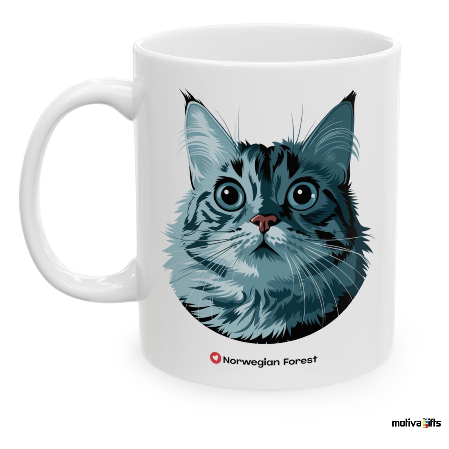 Norwegian Forest Love Cat White 11 oz Ceramic Mug 