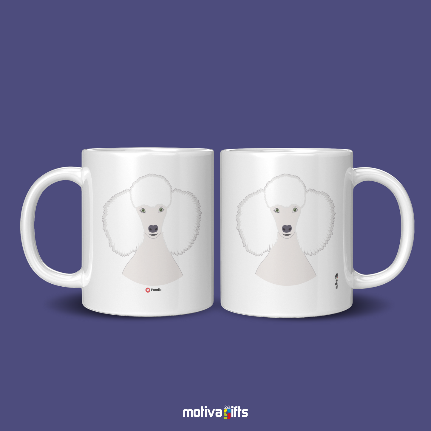 Discover the Love Dog Collection at Motiva Gifts - Featuring a  Poodle  design, 11 oz Ceramic Mug. Our white ceramic mug is perfect for both hot and cold beverages, and it is dishwasher, microwave safe. Available at Motiva Gifts - Shop Now!