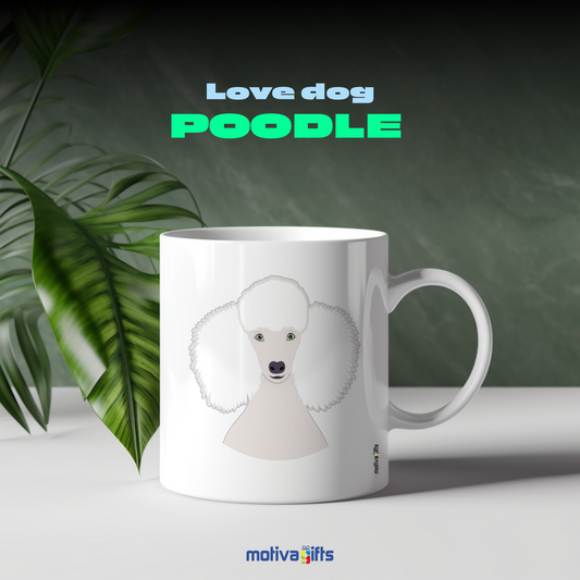 Discover the Love Dog Collection at Motiva Gifts - Featuring a  Poodle  design, 11 oz Ceramic Mug. Our white ceramic mug is perfect for both hot and cold beverages, and it is dishwasher, microwave safe. Available at Motiva Gifts - Shop Now!