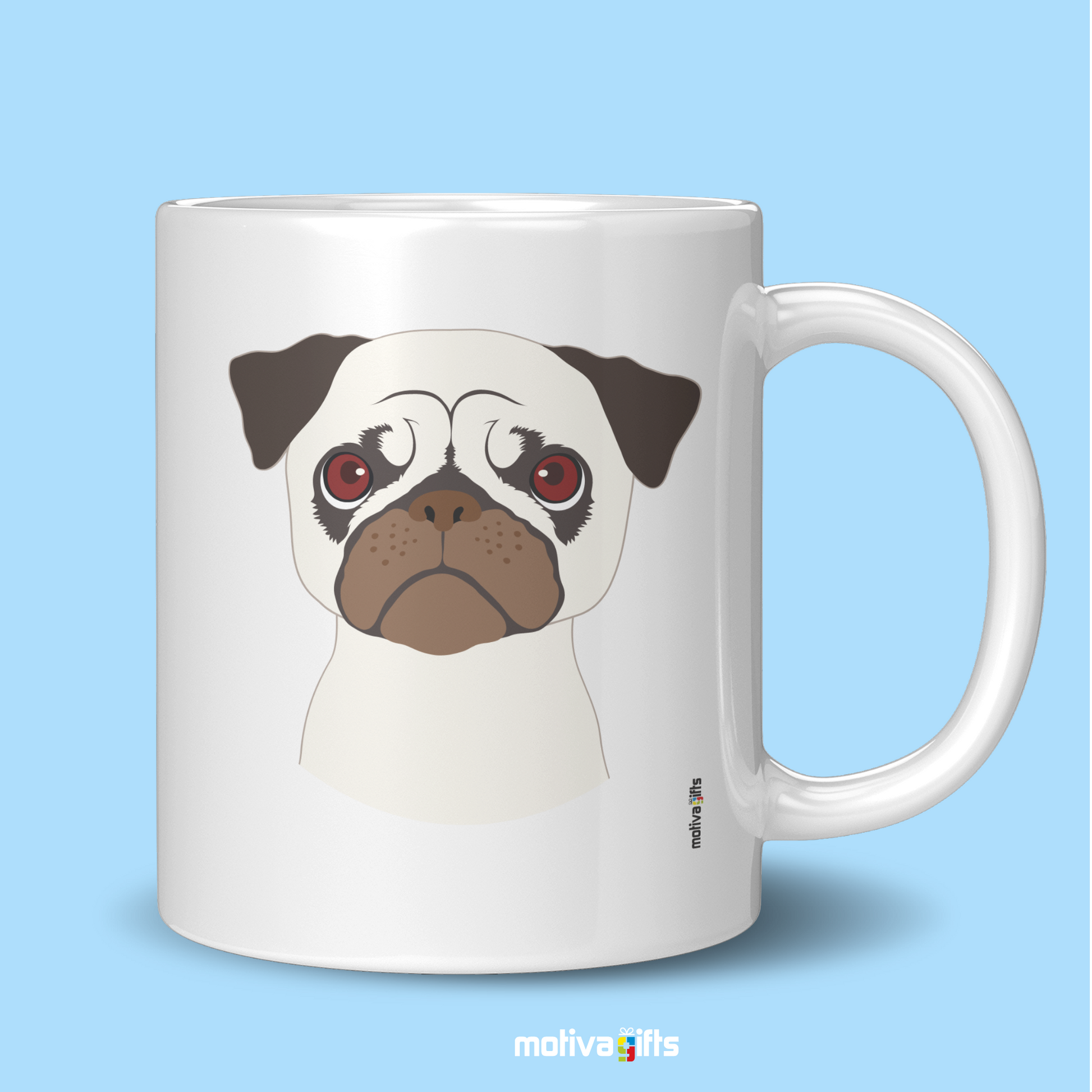 Discover the Love Dog Collection at Motiva Gifts - Featuring a Unique Pug design, 11 oz Ceramic Mug. Our white ceramic mug is perfect for both hot and cold beverages, and it&#39;s dishwasher& microwave safe. Available at Motiva Gifts - Shop Now!