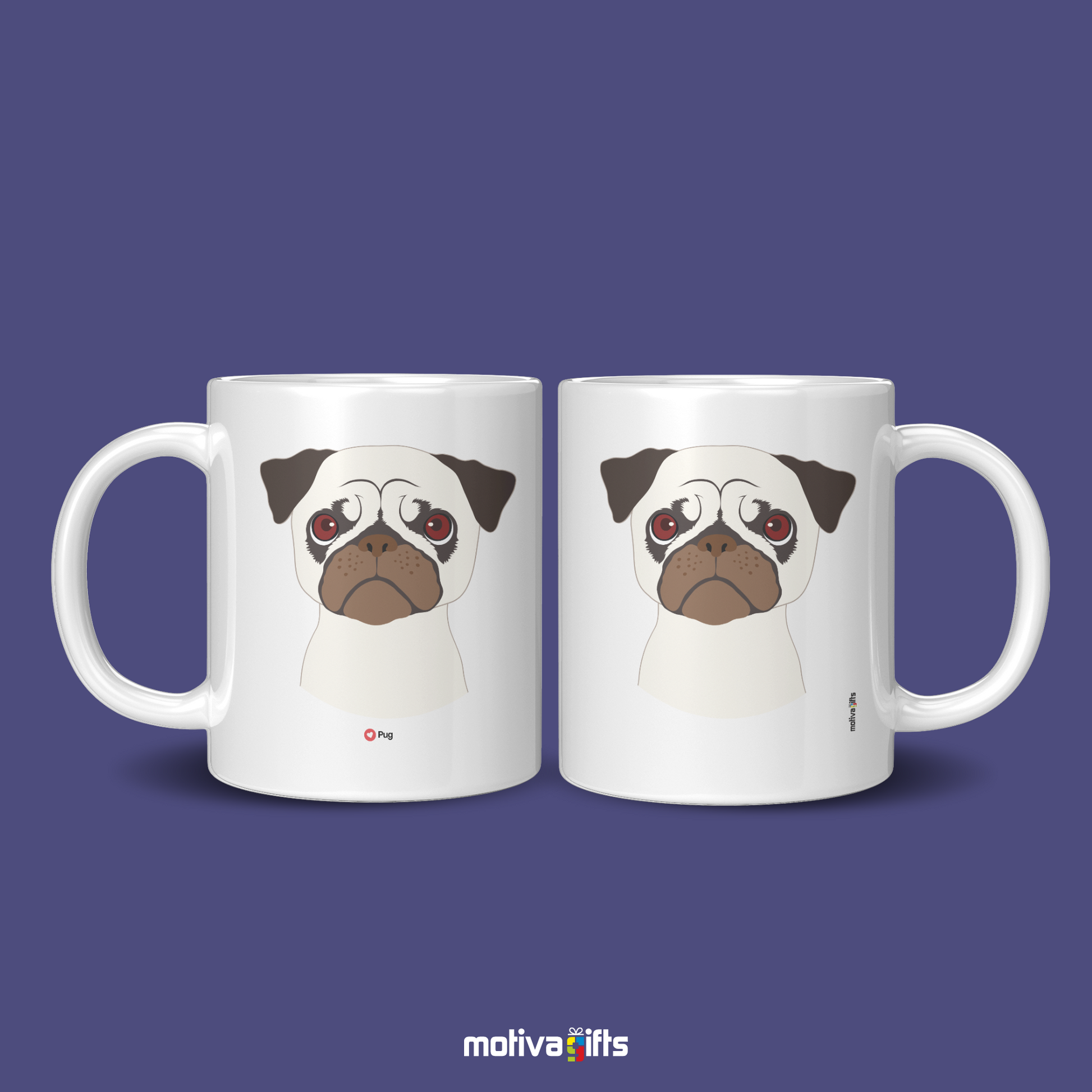 Discover the Love Dog Collection at Motiva Gifts - Featuring a Unique Pug design, 11 oz Ceramic Mug. Our white ceramic mug is perfect for both hot and cold beverages, and it&#39;s dishwasher& microwave safe. Available at Motiva Gifts - Shop Now!