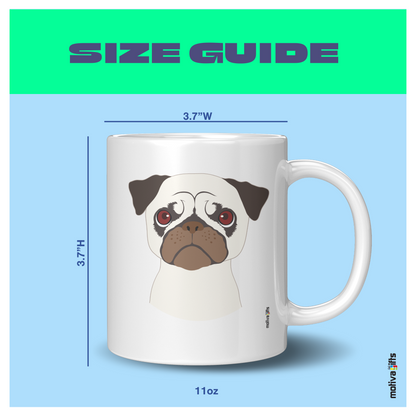 Size Guide image White ceramic Mug 11 oz: 3.7"Hx3.7"W