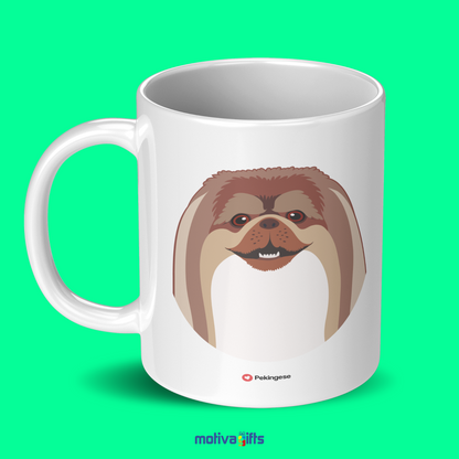 Discover the Love Dog Collection at Motiva Gifts - Featuring a  Pekingese design, 11 oz Ceramic Mug. Our white ceramic mug is perfect for both hot and cold beverages, and it is dishwasher, microwave safe. Available at Motiva Gifts - Shop Now!