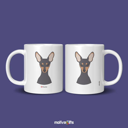 Discover the Love Dog Collection at Motiva Gifts - Featuring a  Pinscher design, 11 oz Ceramic Mug. Our white ceramic mug is perfect for both hot and cold beverages, and it is dishwasher, microwave safe. Available at Motiva Gifts - Shop Now!