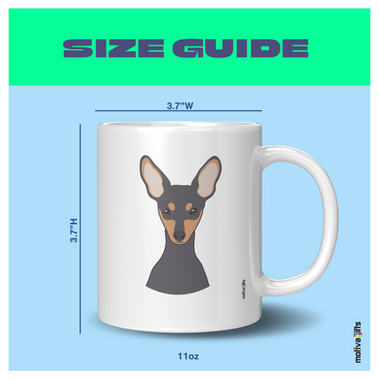 Size Guide image White ceramic Mug 11 oz: 3.7Hx3.7W