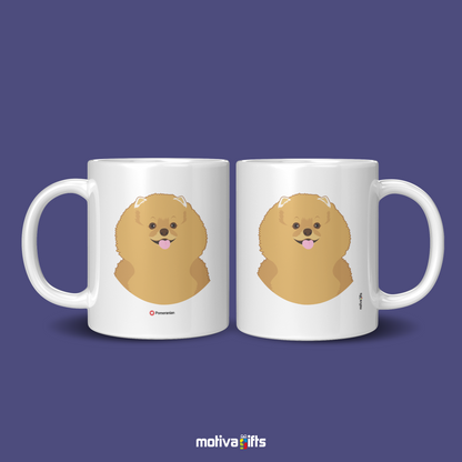 Discover the Love Dog Collection at Motiva Gifts - Featuring a Pomeranian design, 11 oz Ceramic Mug. Our white ceramic mug is perfect for both hot and cold beverages, and it is dishwasher, microwave safe. Available at Motiva Gifts - Shop Now!