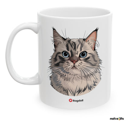 Ragdoll Love Cat White 11 oz Ceramic Mug 