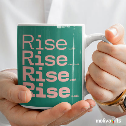 Woman holding a Rise Green Ceramic Mug