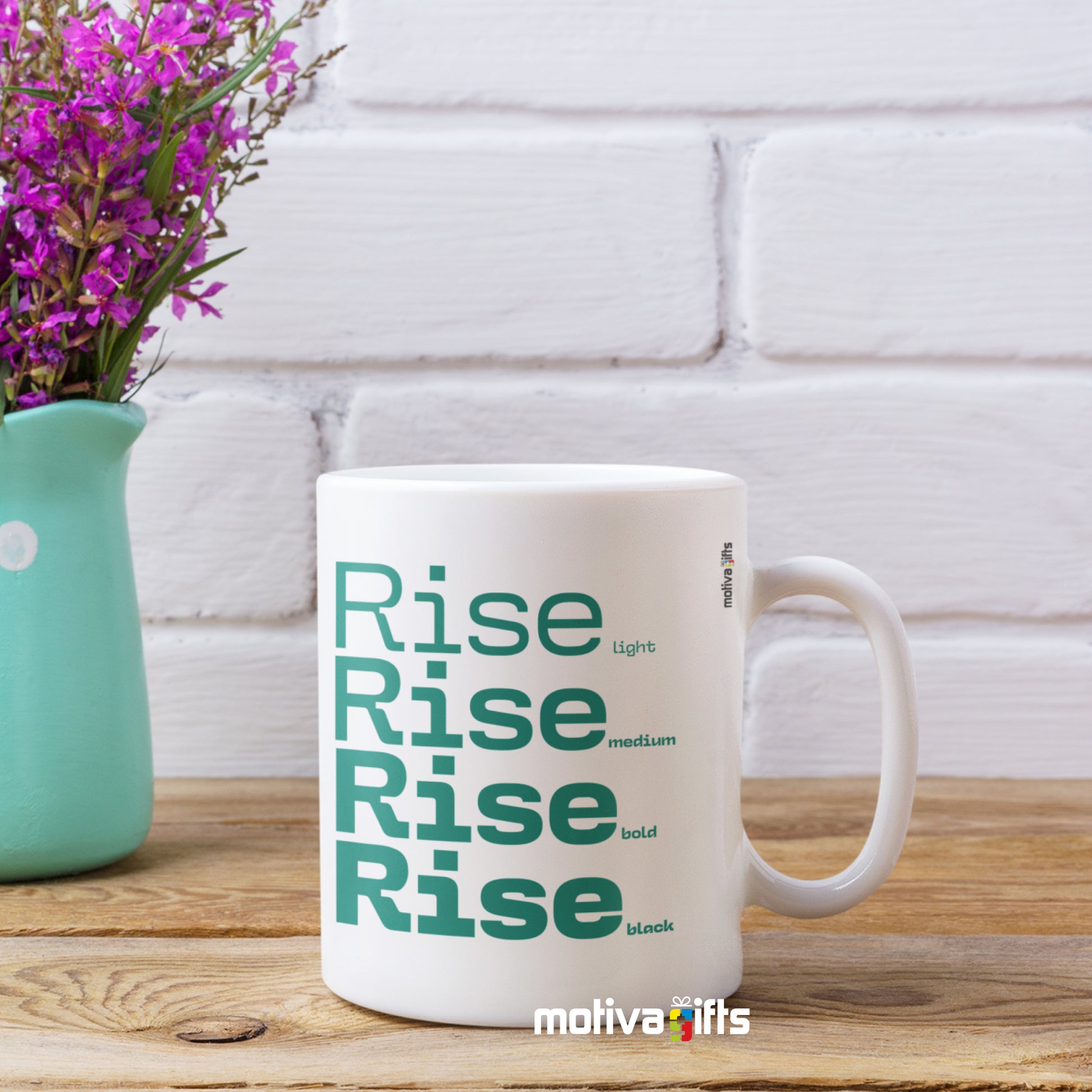 Rise Motivate Words White Right View - Motiva Gifts