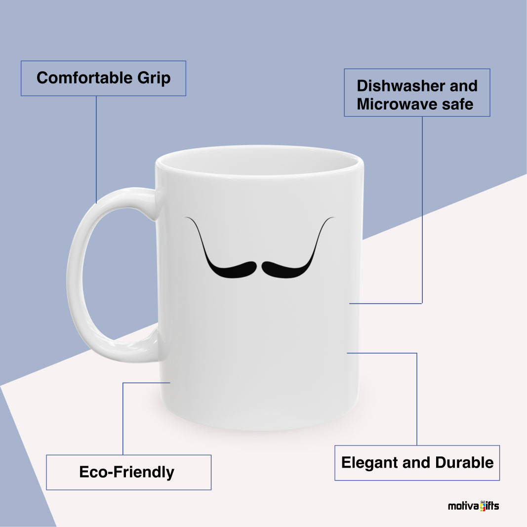 Salvador Dali Mustache Mug Benefits: comfortable grip, eco-friendly, dishwasher and microwave safe, elegant and durable. By Motiva Gifts