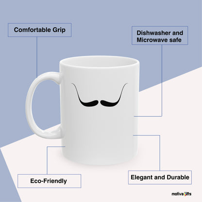 Salvador Dali Mustache Mug Benefits: comfortable grip, eco-friendly, dishwasher and microwave safe, elegant and durable. By Motiva Gifts