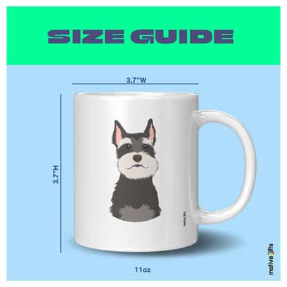 Size Guide image White ceramic Mug 11 oz: 3.7Hx3.7W