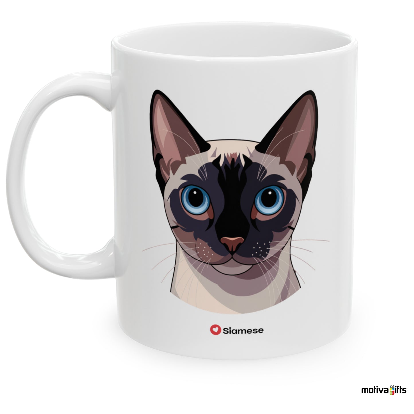 Siamese Love Cat White 11 oz Ceramic Mug 