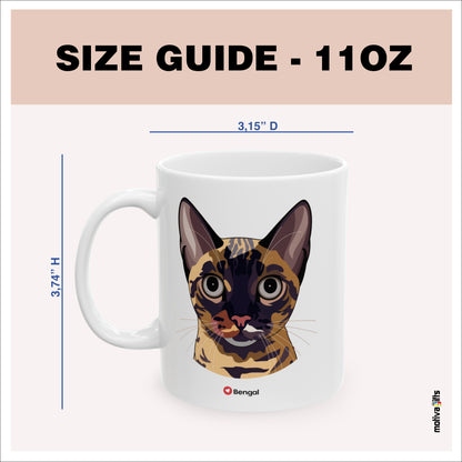 Size guide - 11 oz mug - 3.74H x3.15D