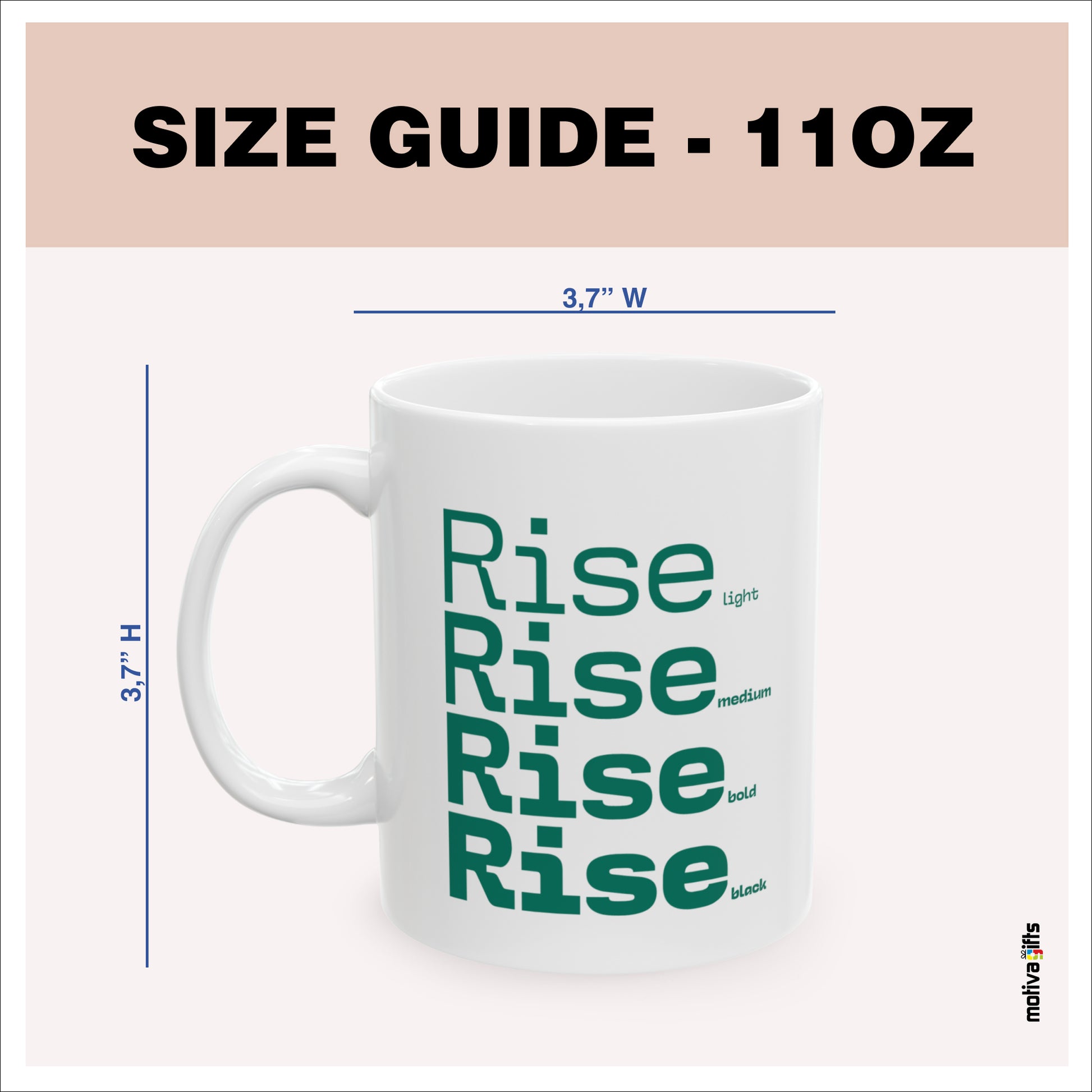 Size guide - 11 oz mug - 3.7 x3.7