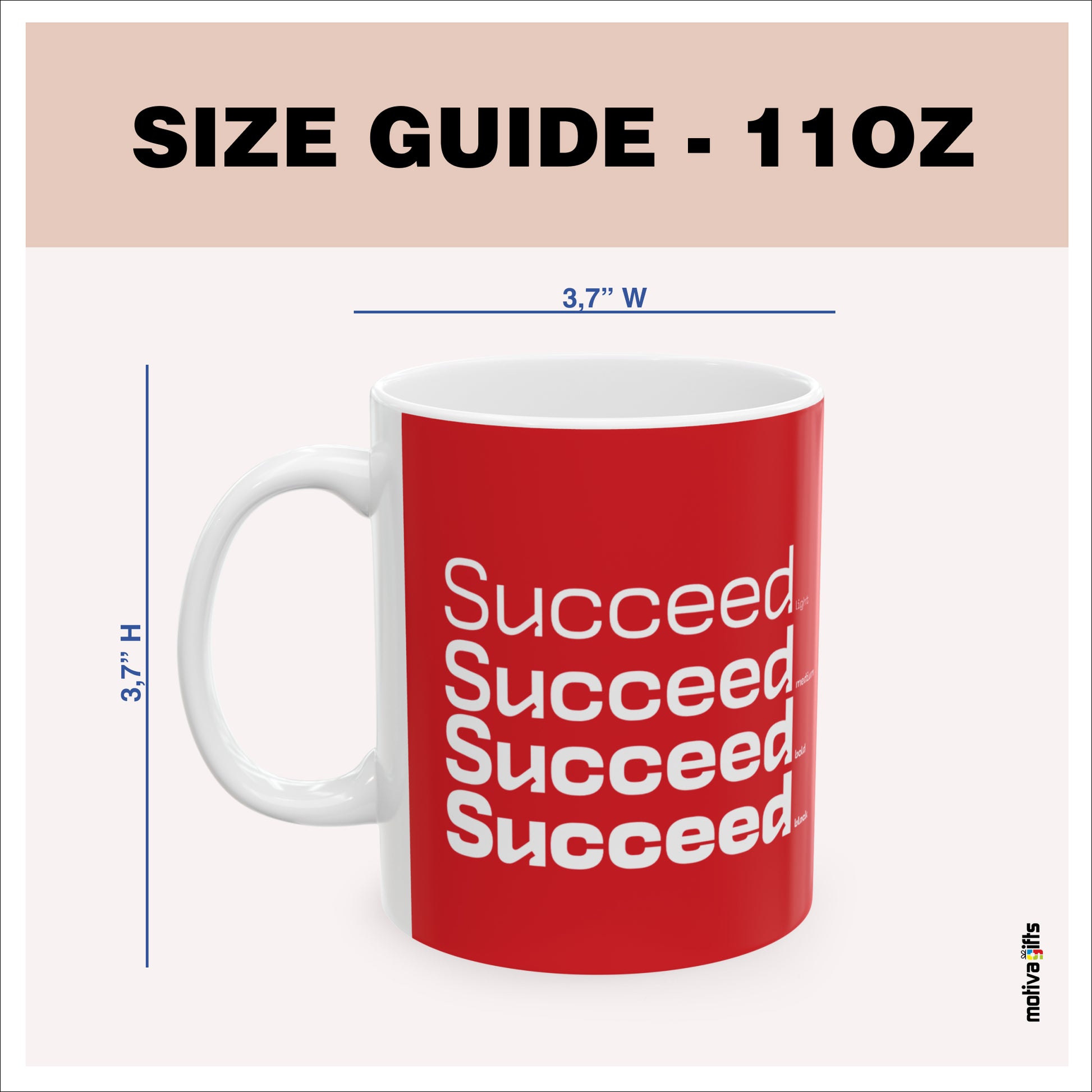 Size guide - 11 oz mug - 3.7 x3.7