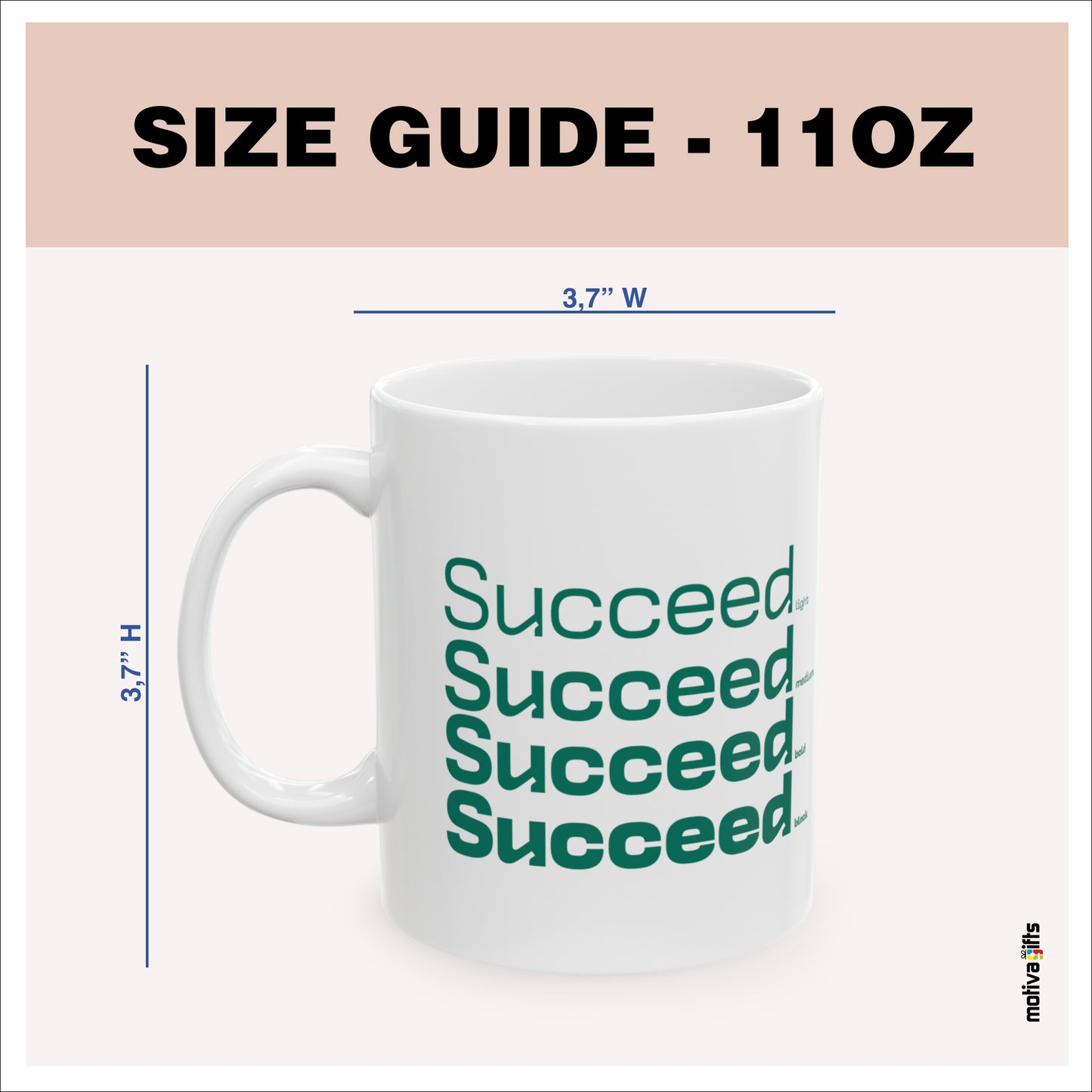 Size guide - 11 oz mug - 3.7 x3.7