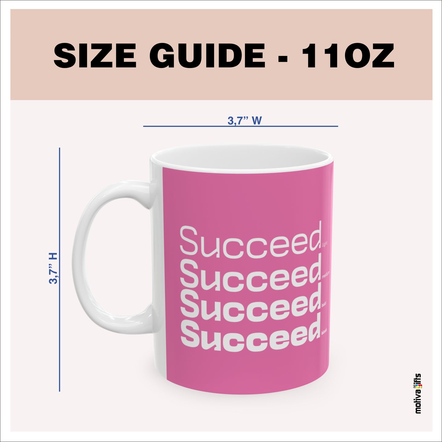 Size guide - 11 oz mug - 3.7 x3.7