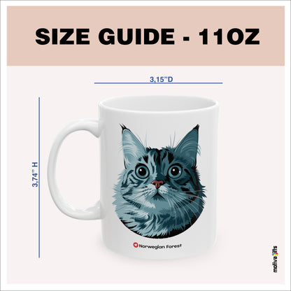 Size guide - 11 oz mug - 3.74H x3.15D