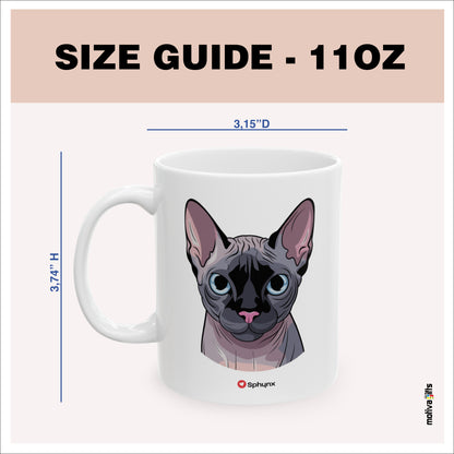 Size guide - 11 oz mug - 3.74H x3.15D